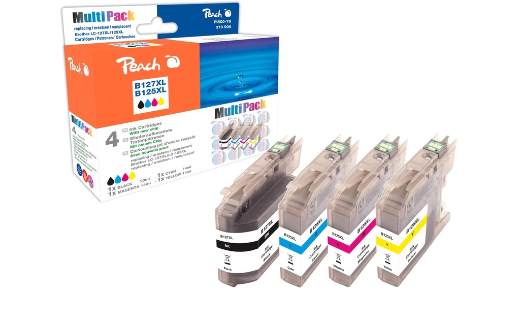 Peach Kits d’encre Brother LC-127XL BK, C, M, Y