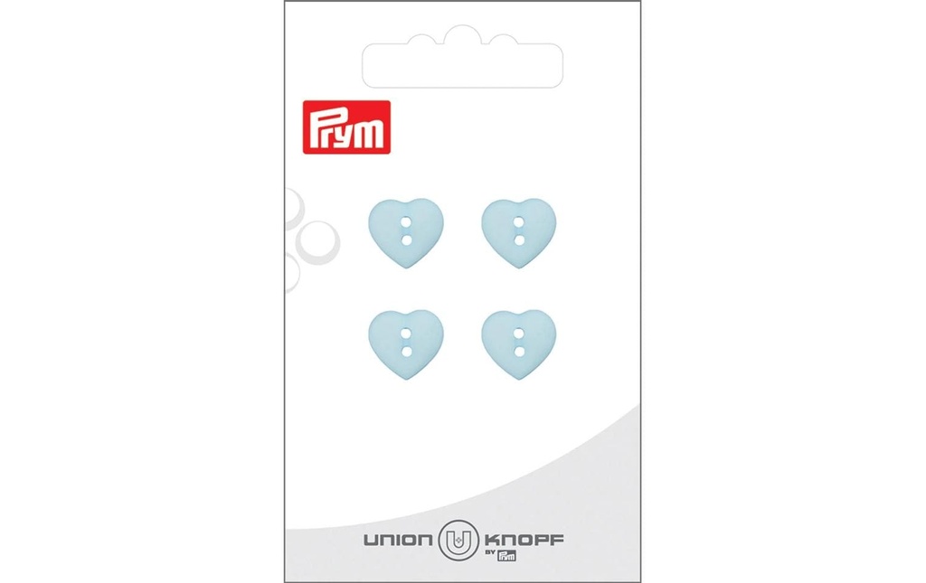 Prym Union Knopf Boutons Cœur 12 mm, 4 pièces, Bleu