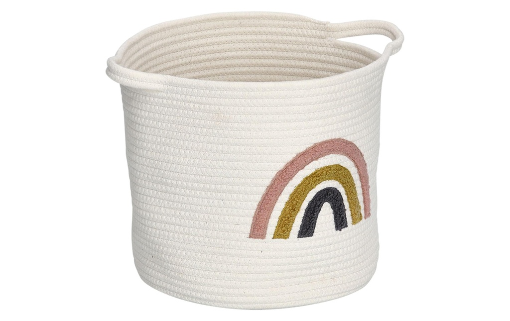 Zeller Present Panier à jouets Rainbow Blanc 35 x 28 cm