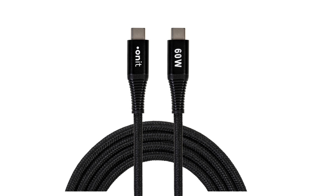 onit Câble USB 3.0 60 W, USB-C - USB-C, 0.5 m, Noir