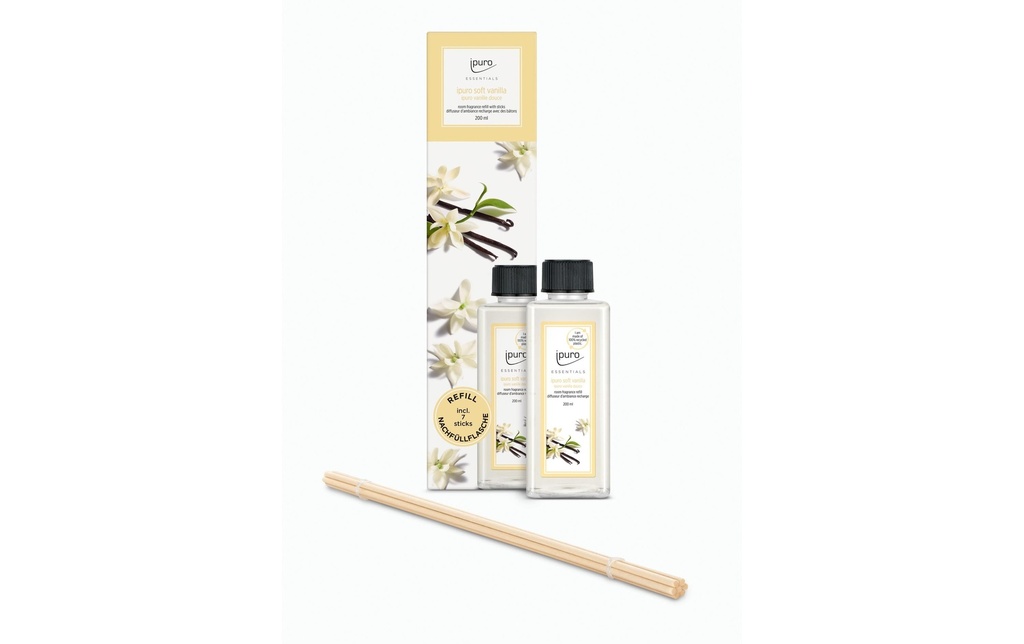 ipuro Bâtonnets parfumés Recharge Soft Vanilla avec bâtonnets 200 ml
