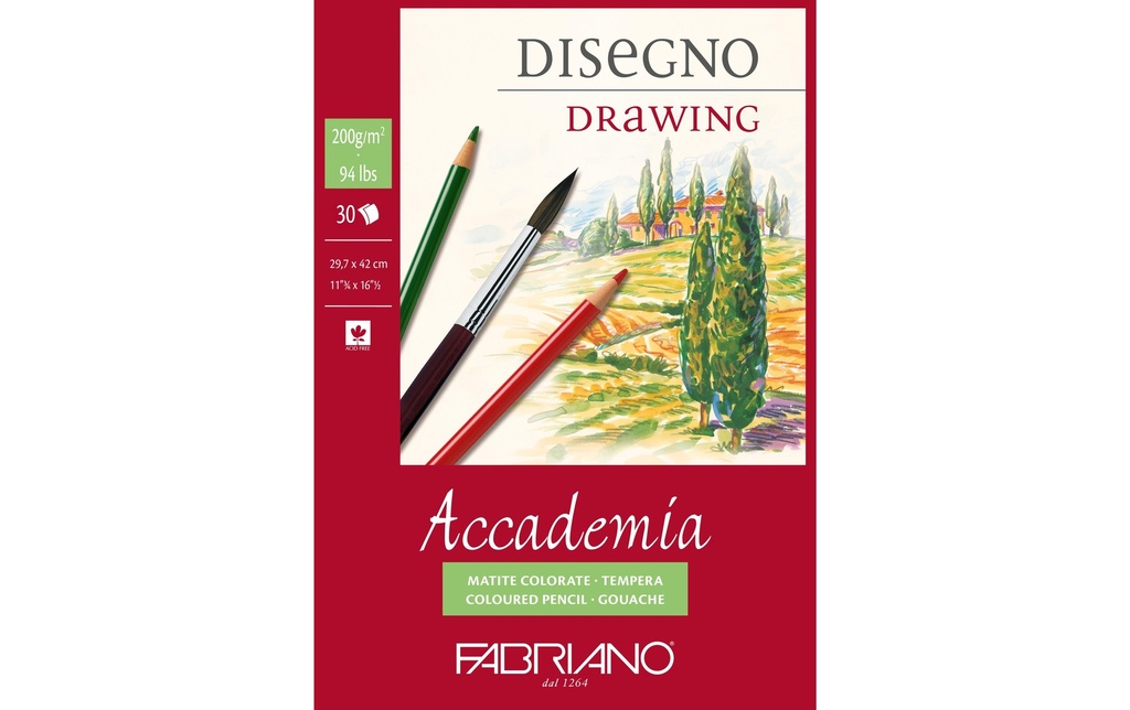 FABRIANO Bloc dessin Accademia A3 200gr (30 pces)