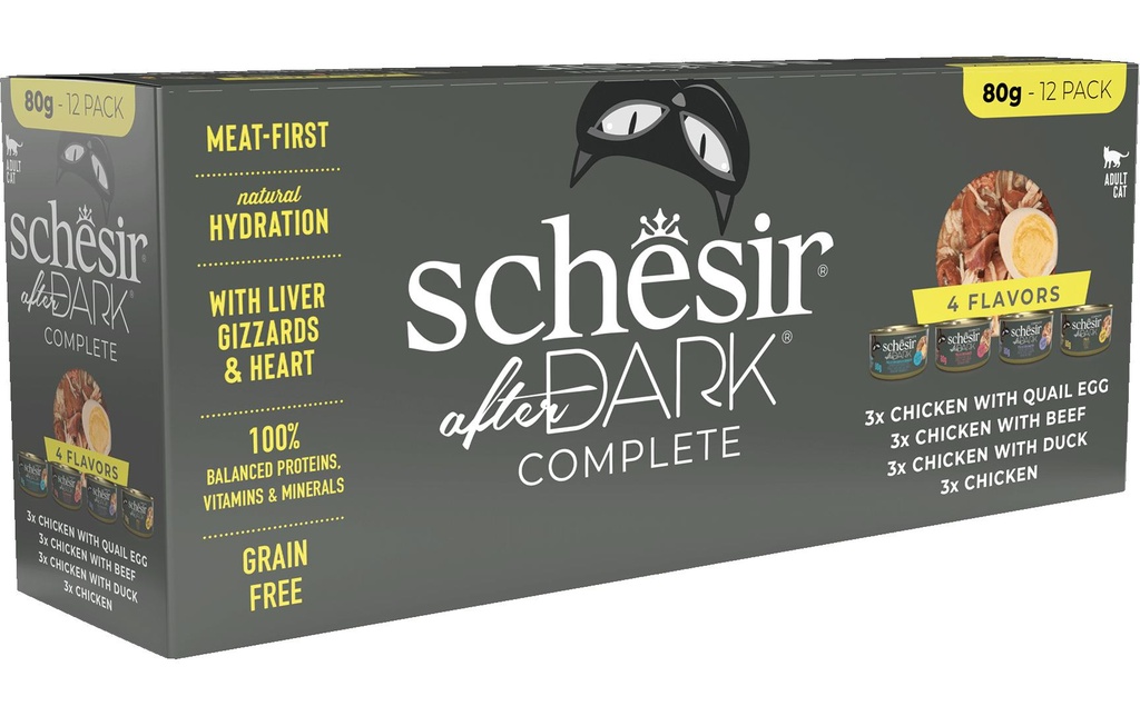 Schesir Alimentation humide after Dark Complete Bouillon Multipack, 12 x 80 g