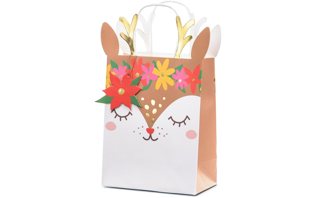 Partydeco Sac cadeau Chevreuil 20,5 x 30 x 10,5 cm, Multicolore