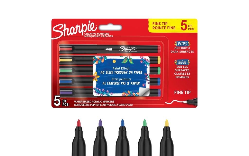 Sharpie Crayon feutre Acryl Fine Tip Lot de 5