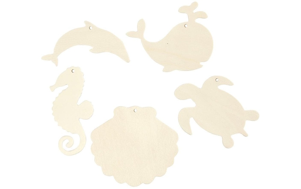 Creativ Company Petites pièces en bois Animaux marins 5 pièces, Nature