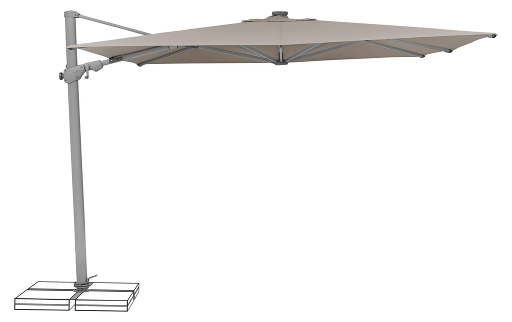 Suncomfort by Glatz Parasol Varioflex Solar LED, 300 x 300 cm, Gris clair