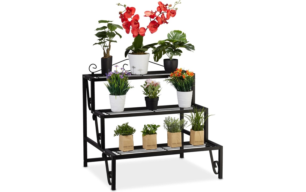 relaxdays Étagère porte-plantes 69 cm, Noir