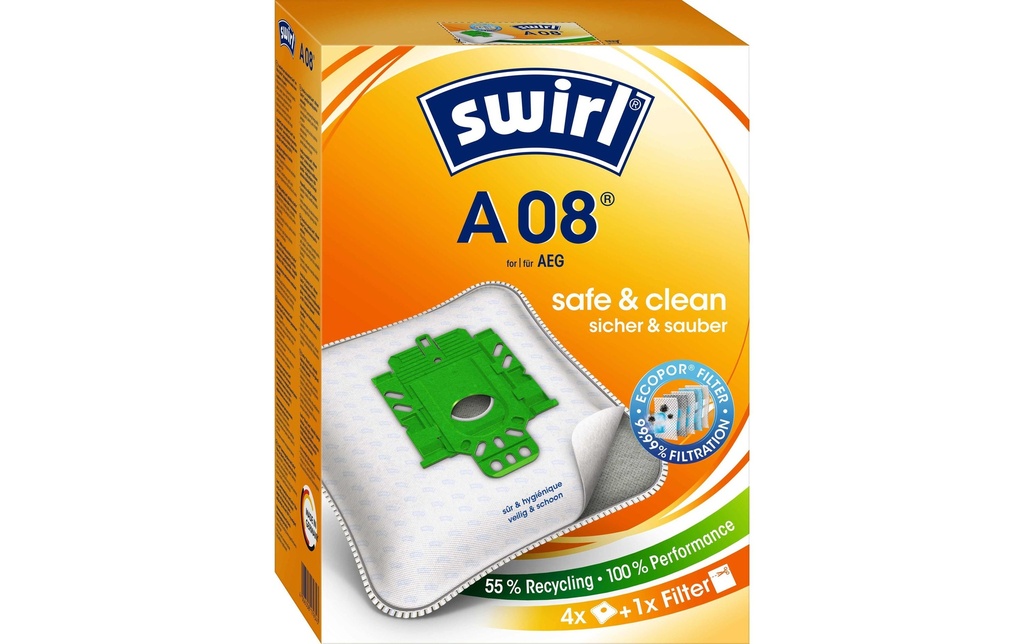 Swirl Sac filtrant pour aspirateur A 08 4 Pièce/s