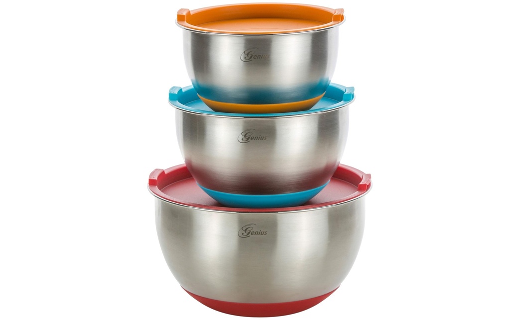 Genius Kits de bol mélangeur 1 l, 2 l, 3 l, Multicolore