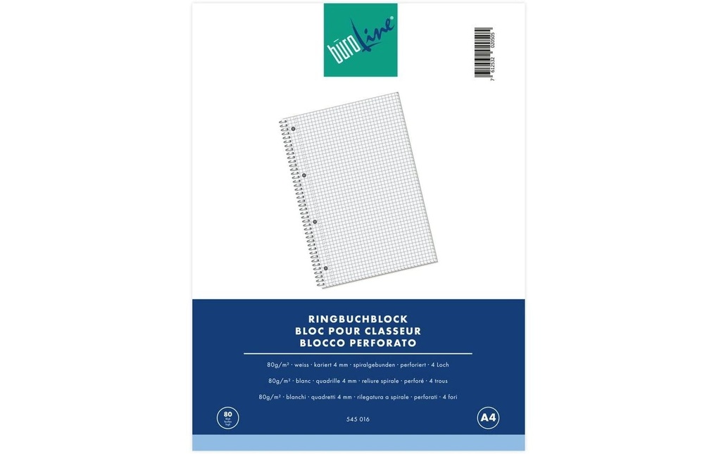 Büroline Carnet de notes Bloc collégial A4 quadrillé, 80 feuilles