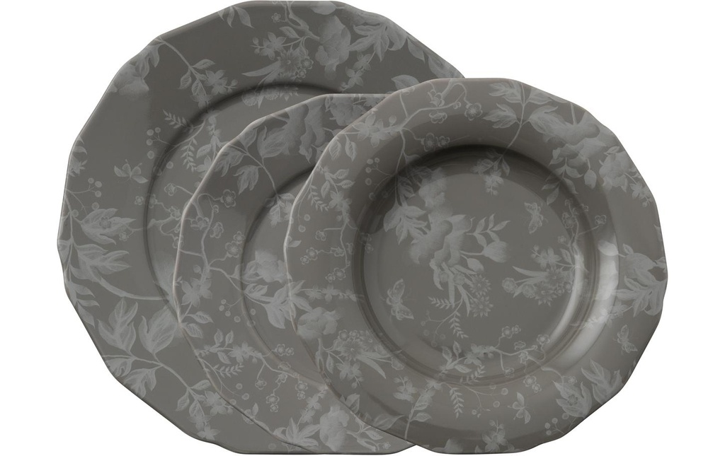 Arthur Krupp Set d’assiettes Garden Glamour 12 Pièce/s,Gris foncé