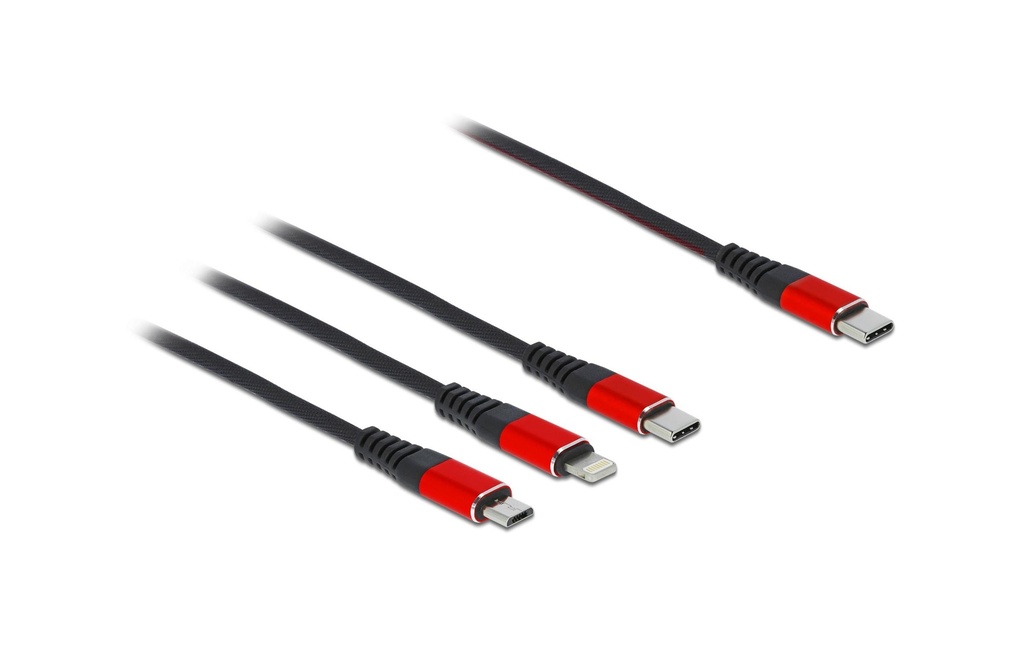 Delock Câble chargeur USB  USB-C - Lightning/USB-C/Micro-USB B 0.3 m