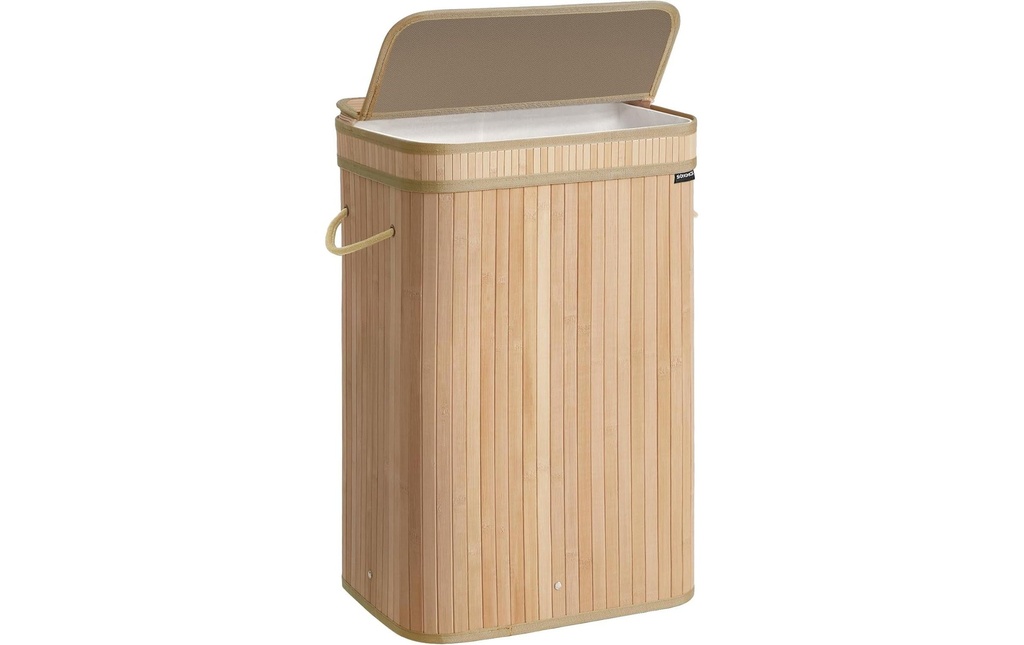 Songmics Corbeille à linge Bambou 72 l, Beige