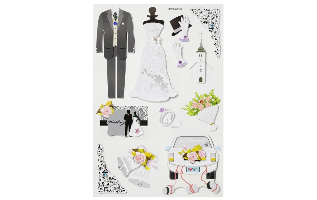 HobbyFun Autocollant à motif Mariage 1 feuille