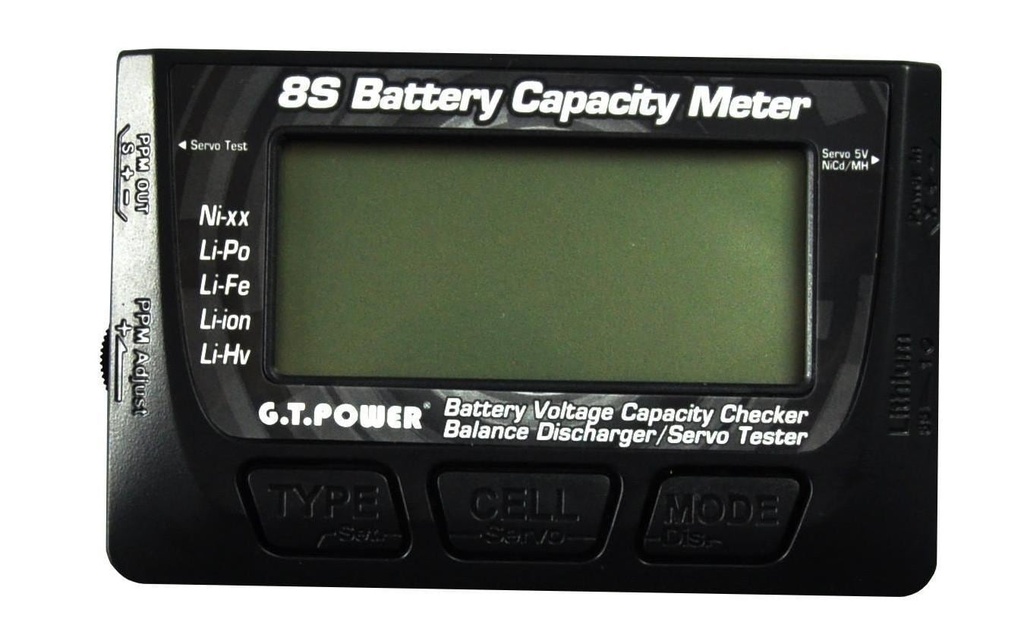 G.T. Power Testeur à batterie 8S Battery Capacity Meter avec servo testeur