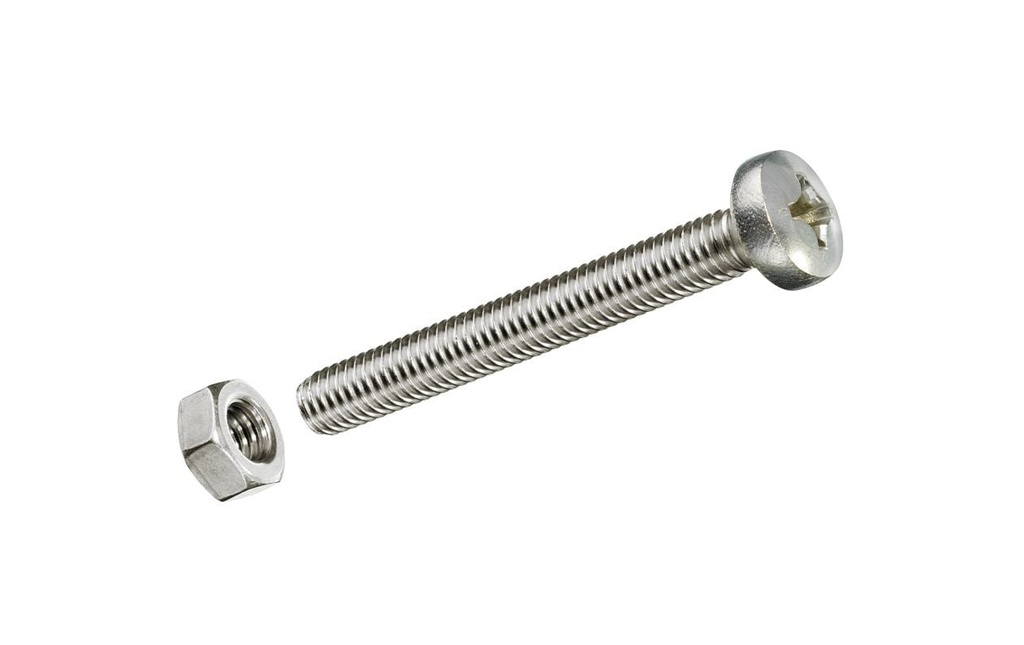 FTM Vis métriques M 5 x 50 mm, avec écrous, Acier inoxydable, 4 pièces
