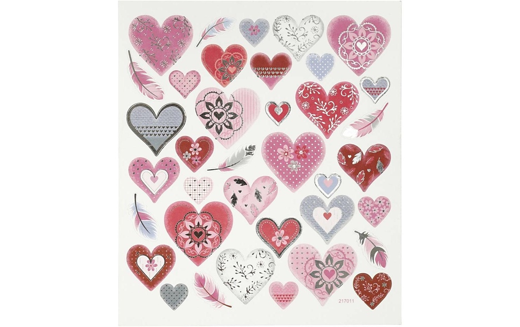 Creativ Company Autocollant à motif Coeurs 1 feuille