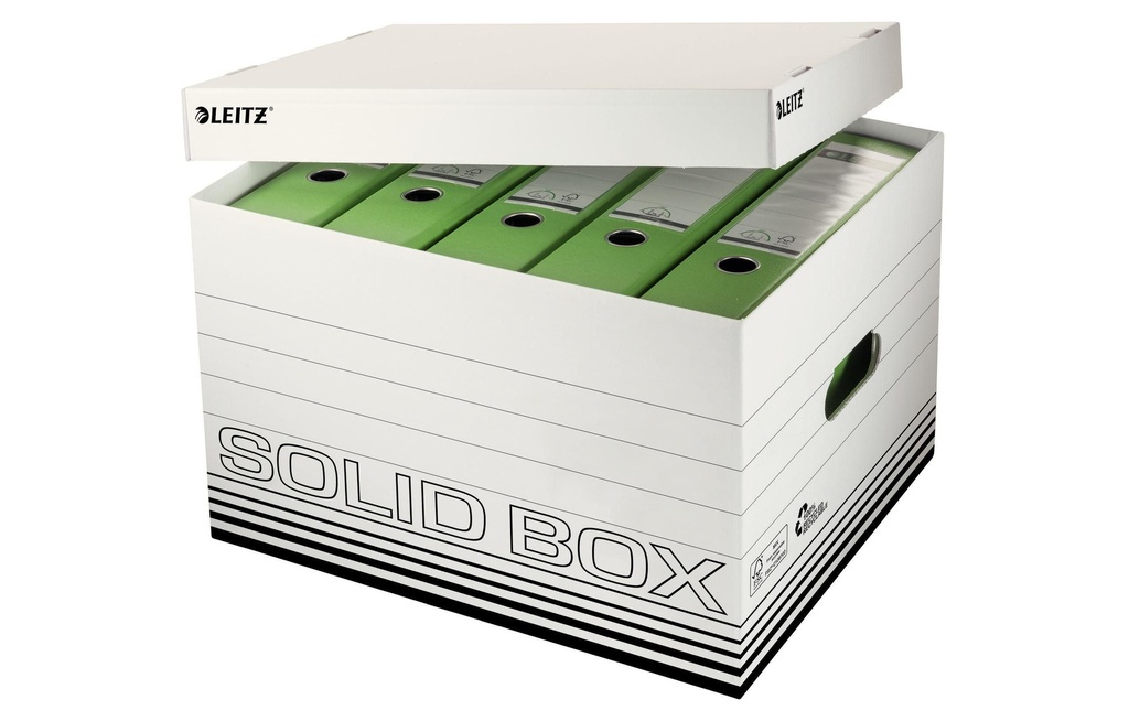 Leitz Boîte d’archivage Solid Box Taille L, 10 pièces, blanc