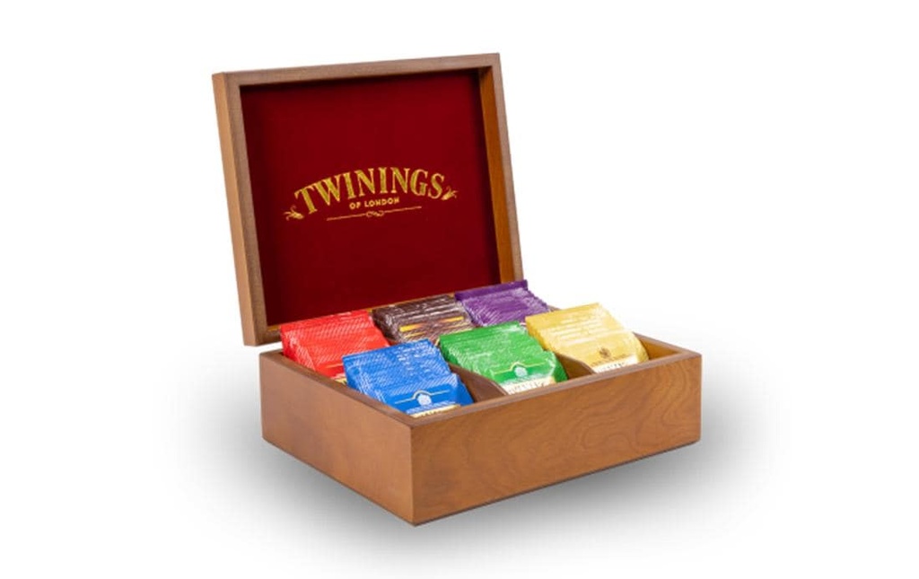 Twinings Boîte en bois de thé noir, 6 x 10 sachets de thé