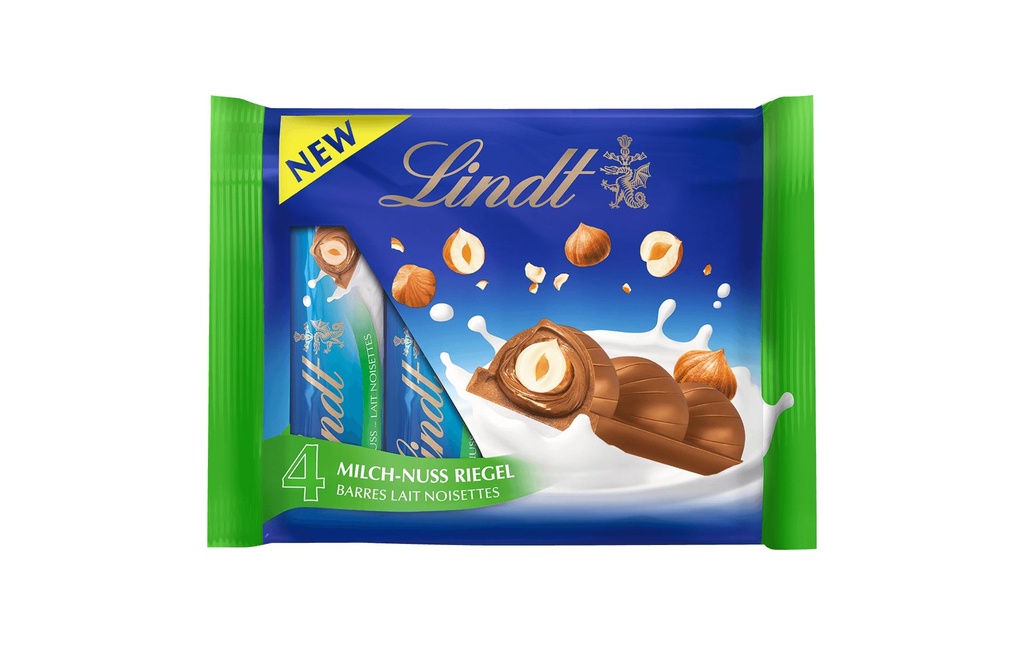 Lindt Barres de chocolat Lait Noix 4 x 35 g