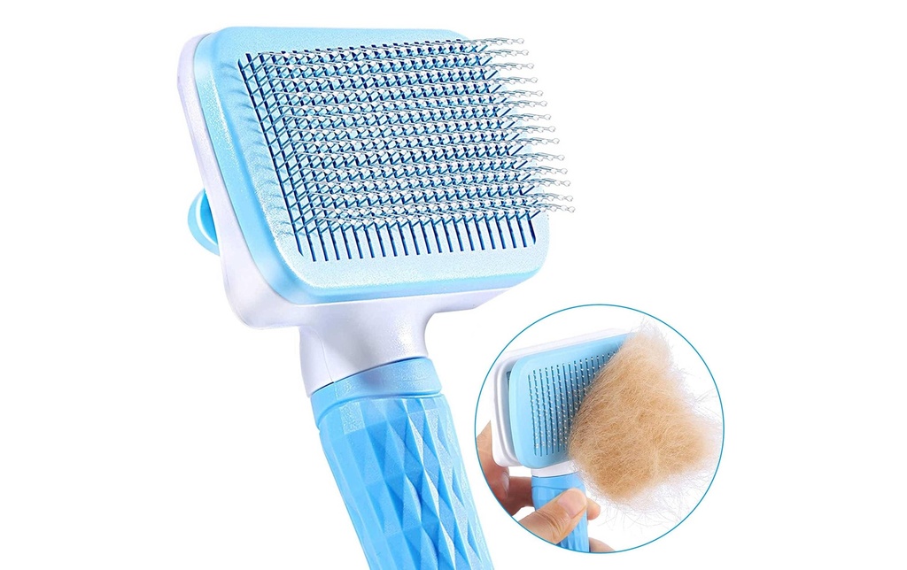 Quick Aid Brosse autonettoyante pour animaux domestiques Bleu