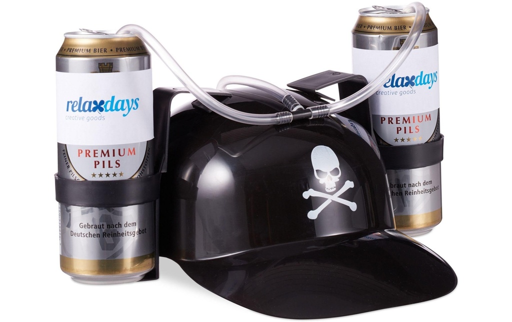 relaxdays Accessoires de fête Casque pour boire 13 x 32 cm, noir