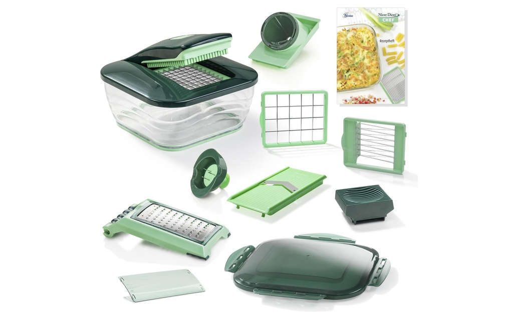 Genius Coupe-légumes Nicer Dicer Chef 15 pièces, Vert foncé