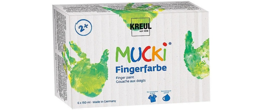 Kreul Peinture aux doigts Mucki 150 ml, 6 pièces