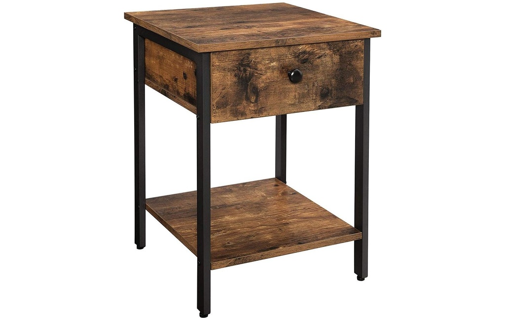 VASAGLE Table d'appoint avec tiroir 40 x 55 cm, Noir/Brun