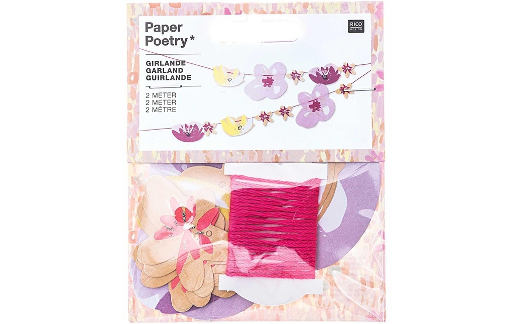 Rico Design Guirlande Fleurs 2 m, Rose