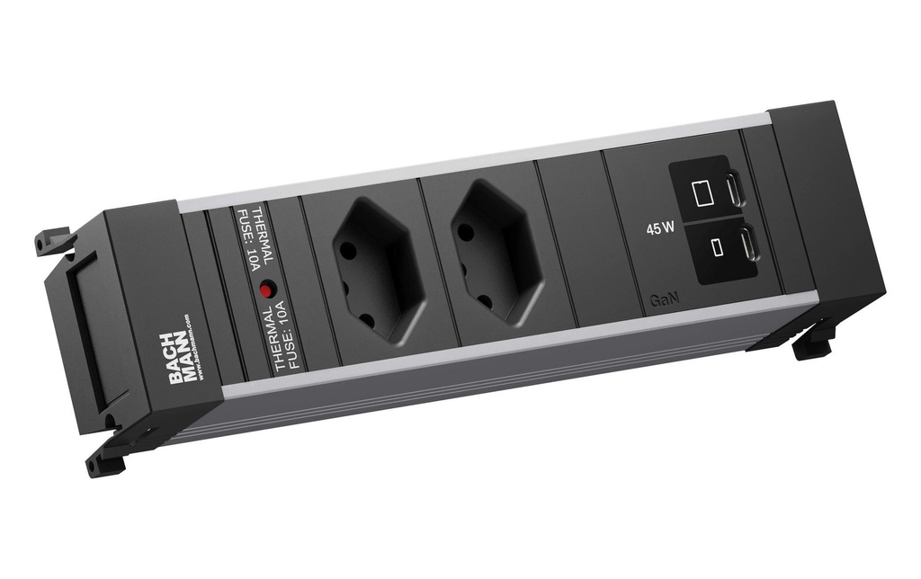 Bachmann Bloc multiprises d’encastrement POWER FRAME S 2xT13 1xUSB C/C 45W 0.2m