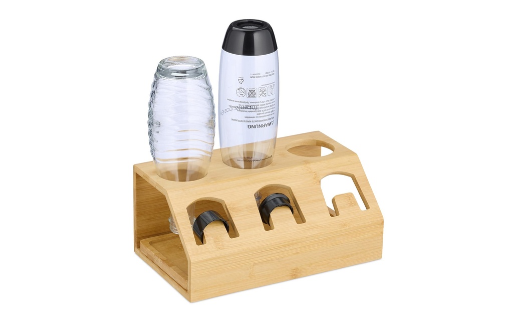 relaxdays Egouttoir pour 3 bouteilles, Brun clair