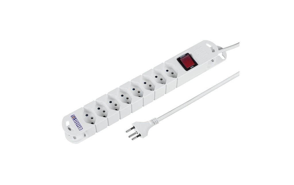 STEFFEN Bloc multiprises TIDE 8 x T13 3m Blanc