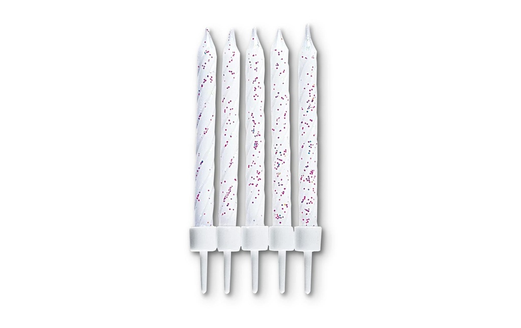 Städter Bougie avec support 10 Pièce/s, Blanc scintillant, 7.5 cm