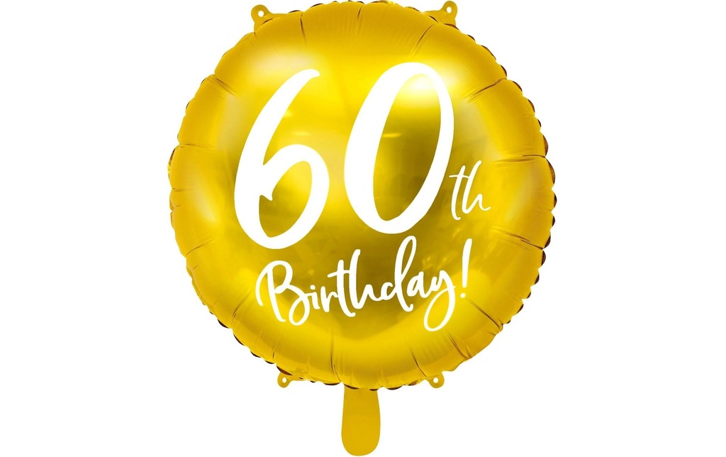 Partydeco Ballon en aluminium 60th Birthday Doré/Blanc