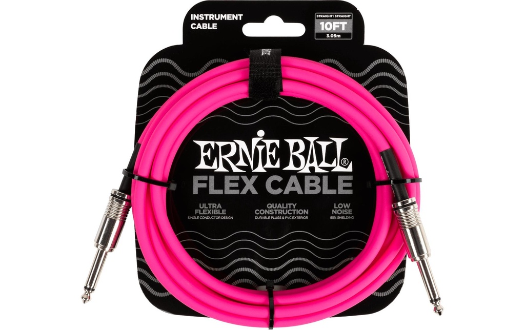 Ernie Ball Câbles d’instruments Flex 6413 – 3.05 m, Rose