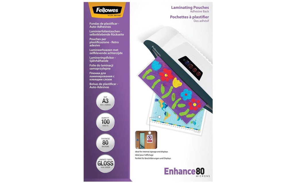 Fellowes Film laminé 80 microns, 100 pièces