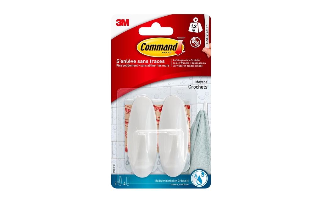 Command Crochet Command M Blanc, 1.4 kg, 2 pièces