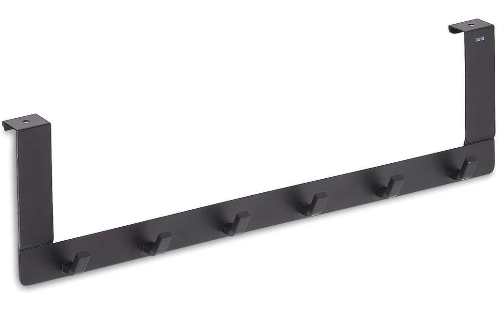 Kela Accroche-porte Colgar 6 crochets, Noir