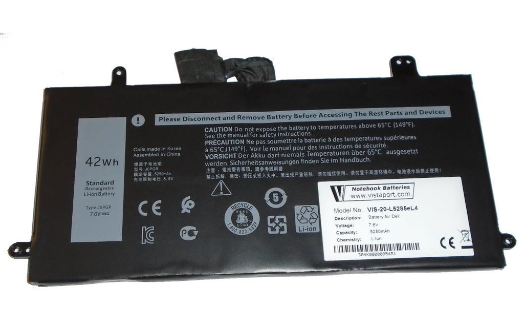 Vistaport Batterie pour DELL Latitude 5285 / 5290