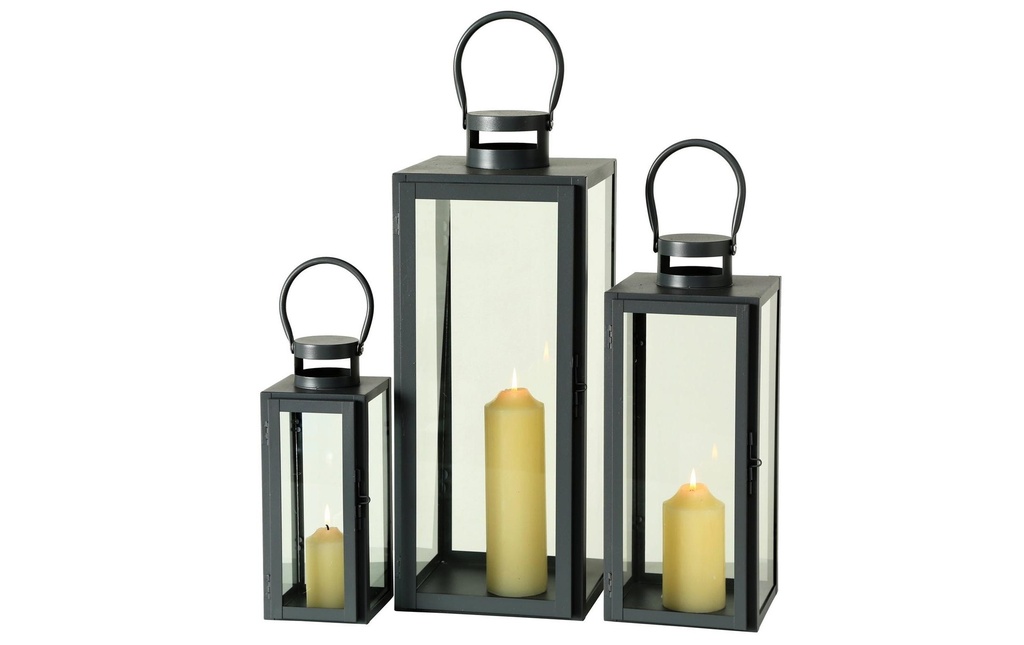 Boltze Lanterne Arana 3 pièces, Anthracite/Transparent
