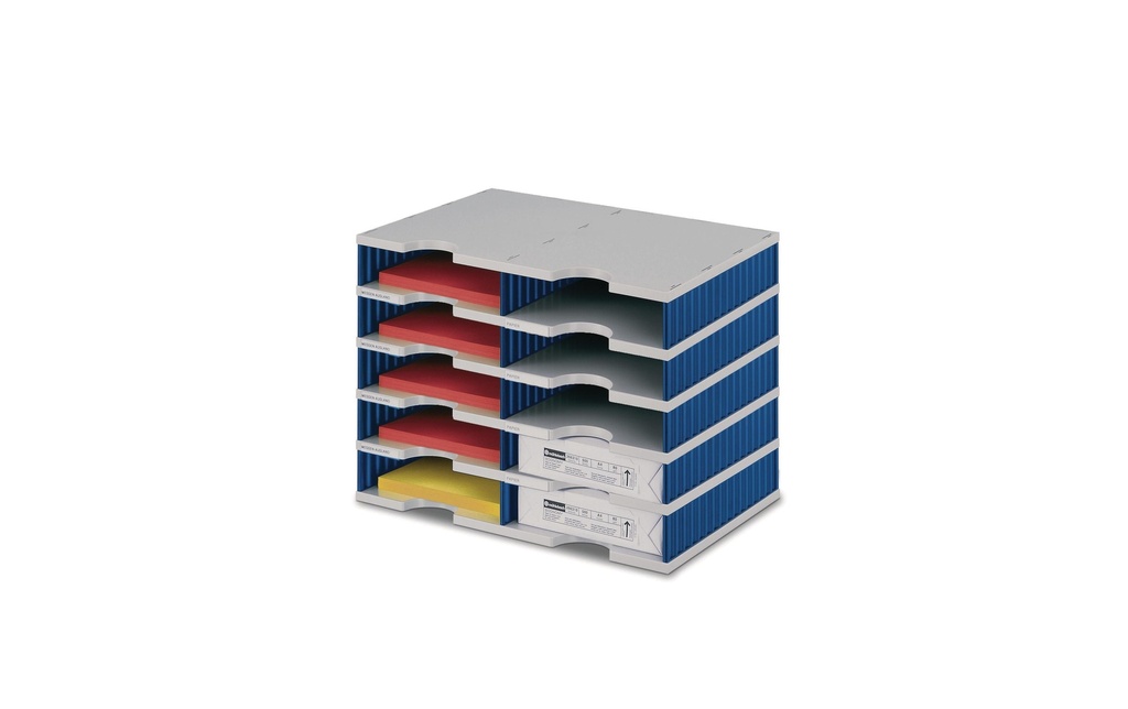 Styro Rangement pour documents styrodoc duo  Standard, Bleu, 10 compartiments