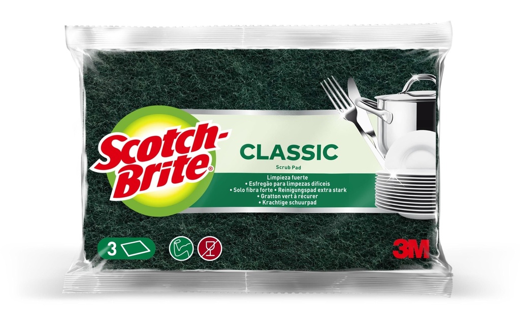 Scotch-Brite Eponge à vaisselle Classic extra fort, 3 pièces