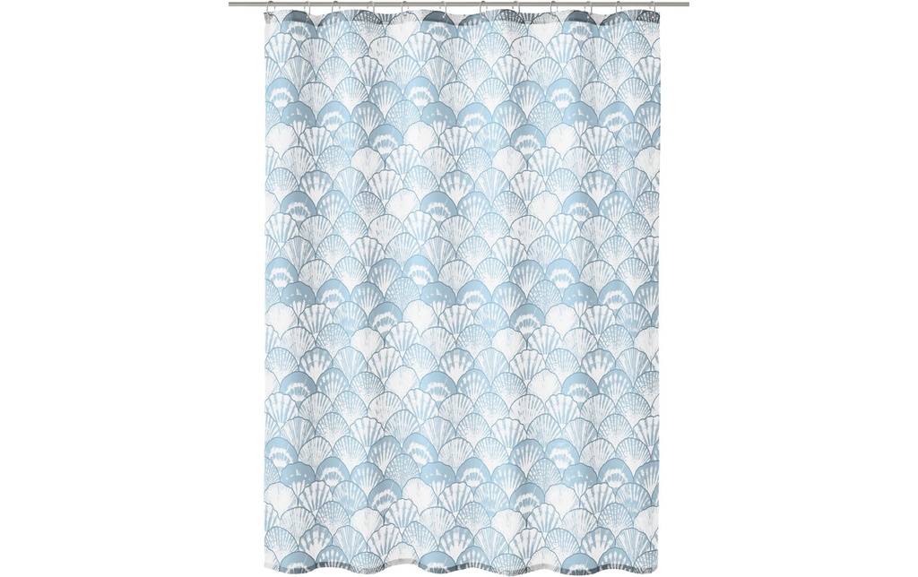 Kleine Wolke Rideau de douche Concha 180 x 200 cm, Bleu clair/Blanc