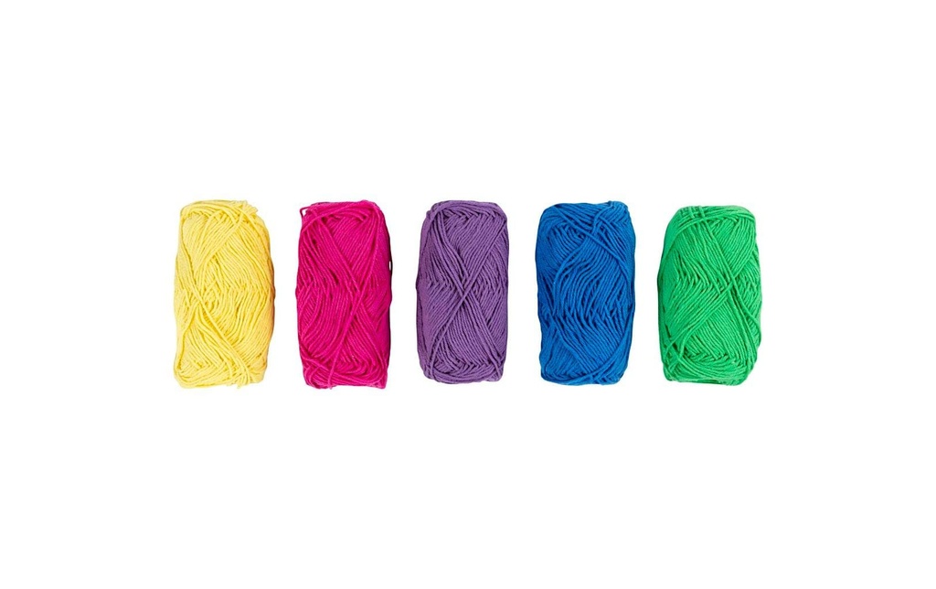 Creativ Company Fil de coton n° 8/4 5 x 50 mètres, multicolore, 5 x 20 g