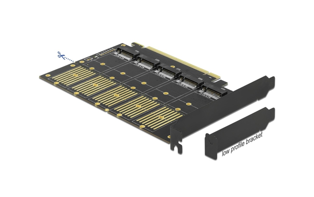 Delock Adaptateur de bus hôte PCI-Express x16v3 vers 5xM.2 touche-B, SATA