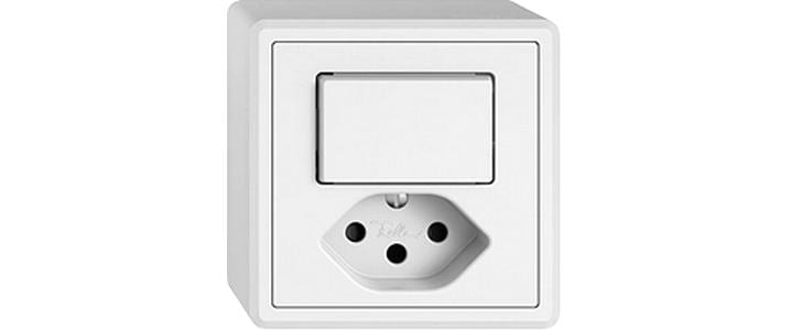 Feller EDIZIOliv Petite prise mixte AP 1xT13-1xS3 Blanc