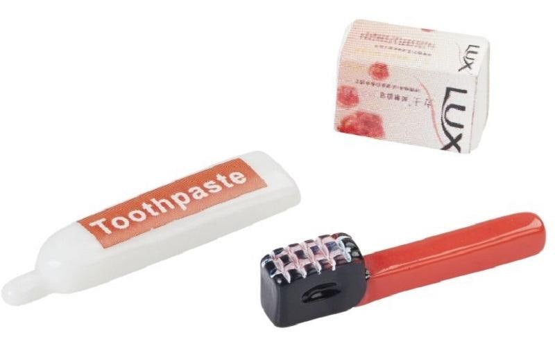 HobbyFun Mini ustensiles Set de brossage des dents Rouge