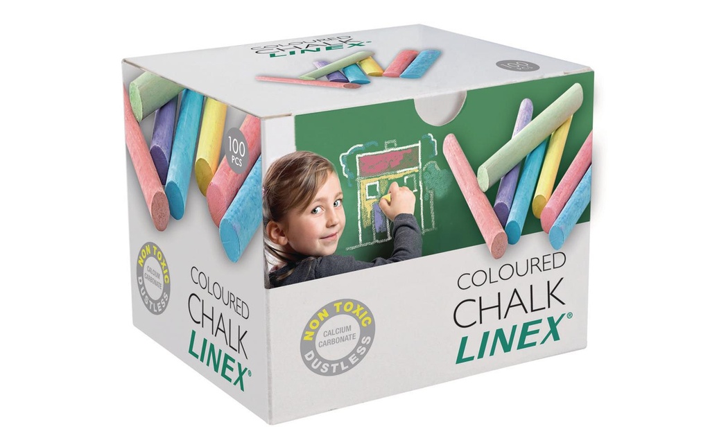 Linex Craie de tableau noir Multicolore, 100 pièces